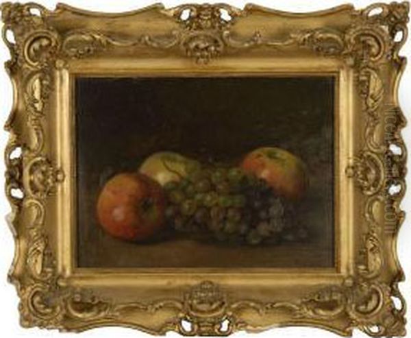 Still Life With Apples And Grapes Oil Painting by Rudolf Tschudi