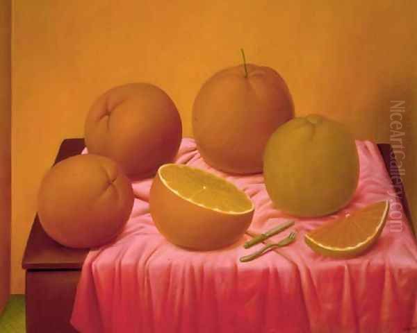 Oranges Naranjas Oil Painting by Fernando Botero