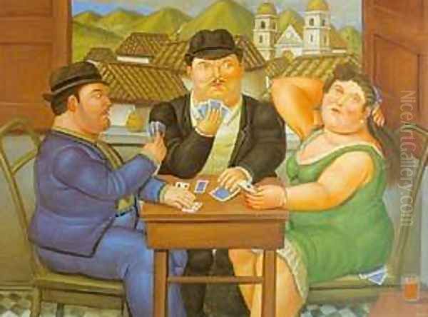 The Card Player 1996 Oil Painting by Fernando Botero