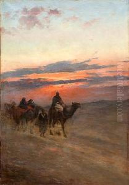 Camel Drivers Oil Painting by Pericles Tsirigotis