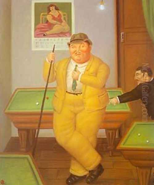 Salon de billar 1995 Oil Painting by Fernando Botero