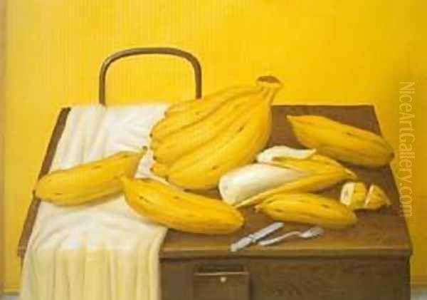 Still Life with Bananas 1990 Oil Painting by Fernando Botero