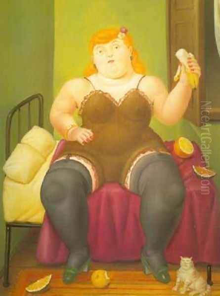 Seated Woman 1994 Oil Painting by Fernando Botero