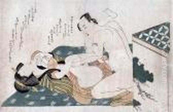 Shunga Oil Painting by Kitagawa Tsukimaro