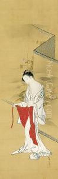 Beauty After The Bath
Signed Tsunemasa Hitsu, Sealed Tsunemasa Oil Painting by Kawamata Tsunemasa