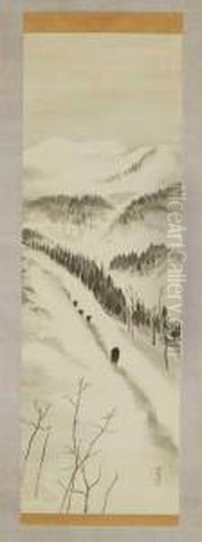 Snowy Road Oil Painting by Morita Tsunetomo