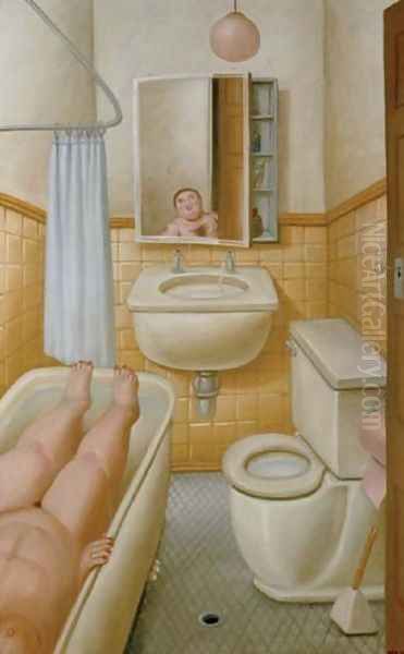 The Bath Oil Painting by Fernando Botero