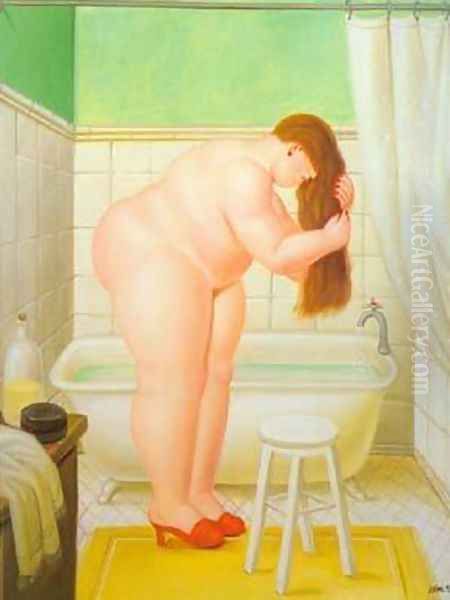 The Bathroom 1995 Oil Painting by Fernando Botero