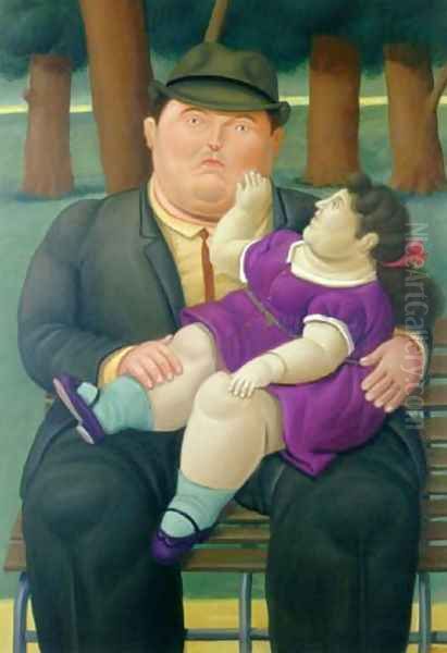 In The Park En El Parque Oil Painting by Fernando Botero