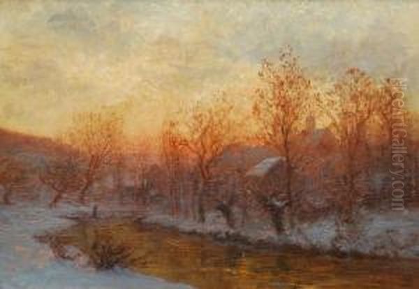 Winterabend Oil Painting by Paul Wilhelm Tubbecke