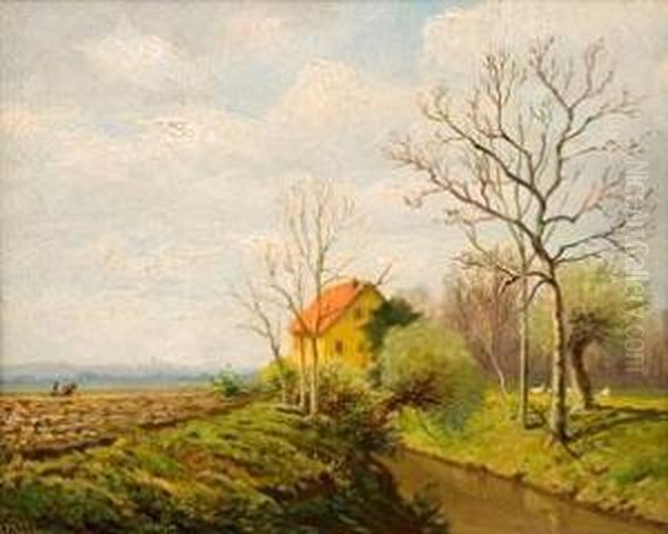 Herbstlandschaft Bei Weimar Oil Painting by Paul Wilhelm Tubbecke