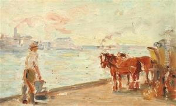 Portside Horses Oil Painting by Marie Anne Tuck