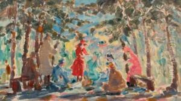 French Scene Oil Painting by Marie Anne Tuck