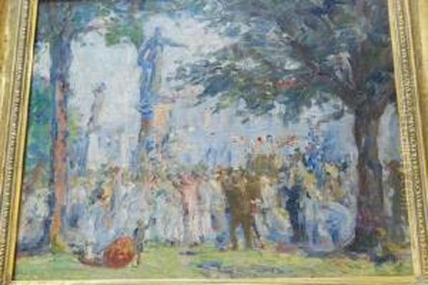 Celebrations To Commemorate Prince Of Walesvisit 1920 Procession Passing Victoria Square Oil Painting by Marie Anne Tuck