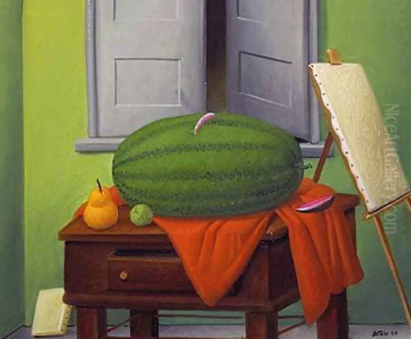 Still Life In Studio Oil Painting by Fernando Botero