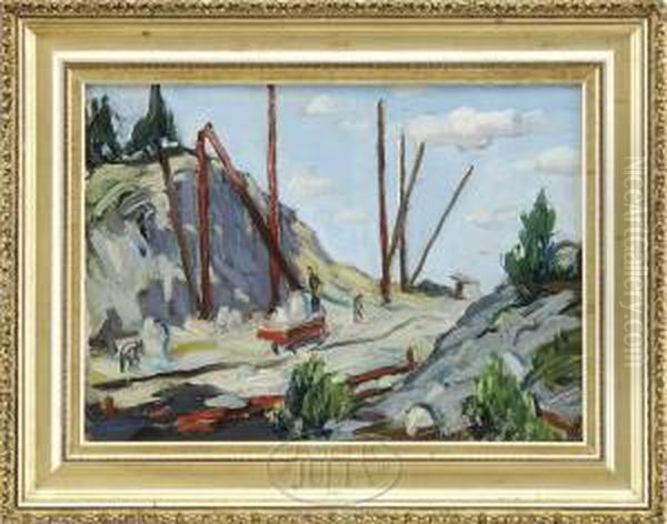 Thegranite Workers Oil Painting by Allen Tucker