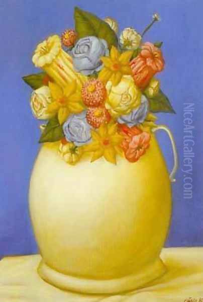 Flowers 1995 Oil Painting by Fernando Botero