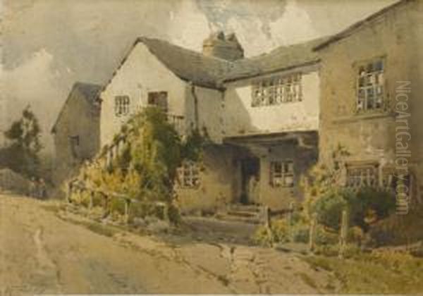 Old Houses At Hawkshead Oil Painting by Arthur Tucker