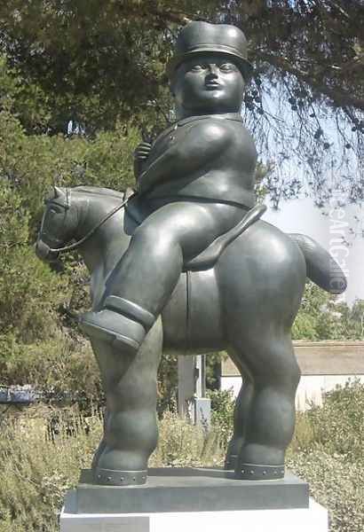 Man on Horse Oil Painting by Fernando Botero