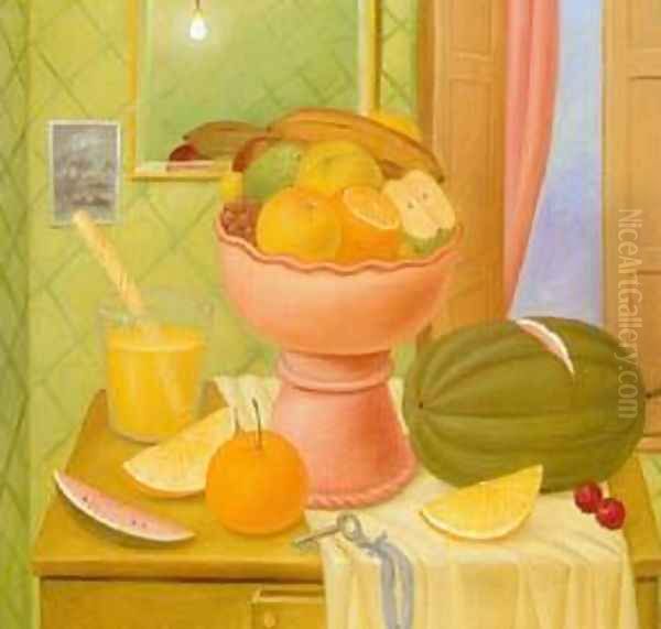 Still Life With Oranges 1993 2 Oil Painting by Fernando Botero