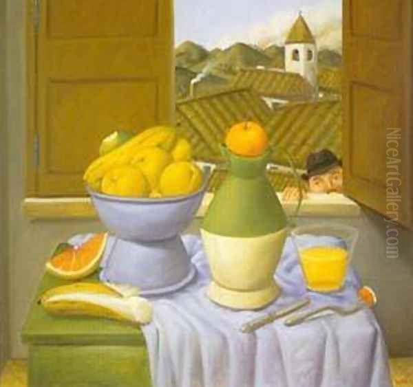 Still Life in Front of The Window 1996 Oil Painting by Fernando Botero