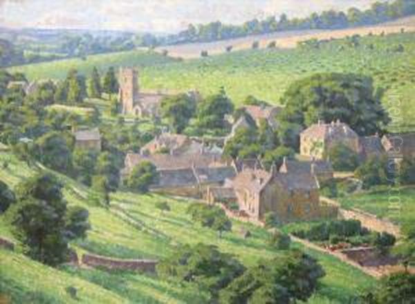 Naunton, Cotswold Village Oil Painting by John Wallace Tucker