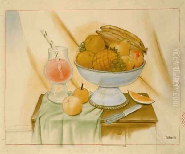 Still Life With Fruits Oil Painting by Fernando Botero