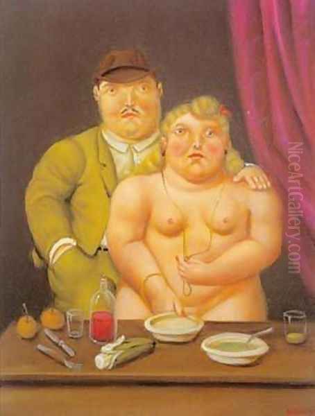 Man and Woman 1996 Oil Painting by Fernando Botero