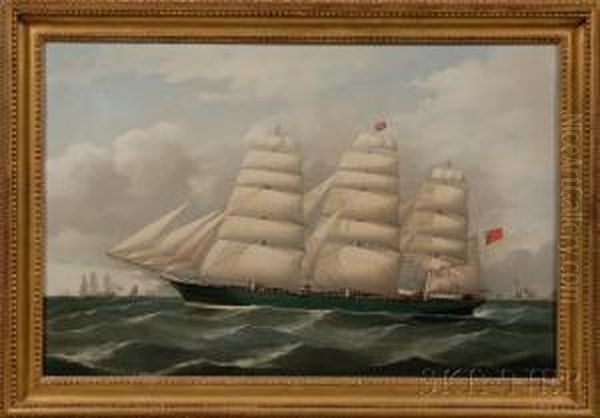 Portrait Of The British Clipper Ship Oil Painting by Frederick Tudgay