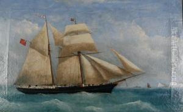 The Topsail Schooner Wave Off Dover Oil Painting by Frederick Tudgay