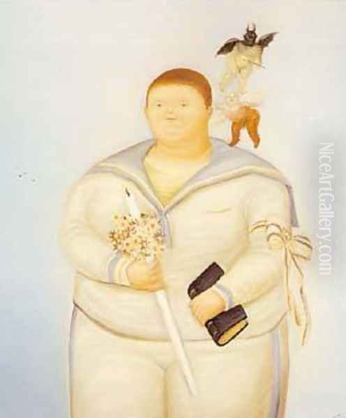 Self Portrait the Day of My First Communion 1970 Oil Painting by Fernando Botero