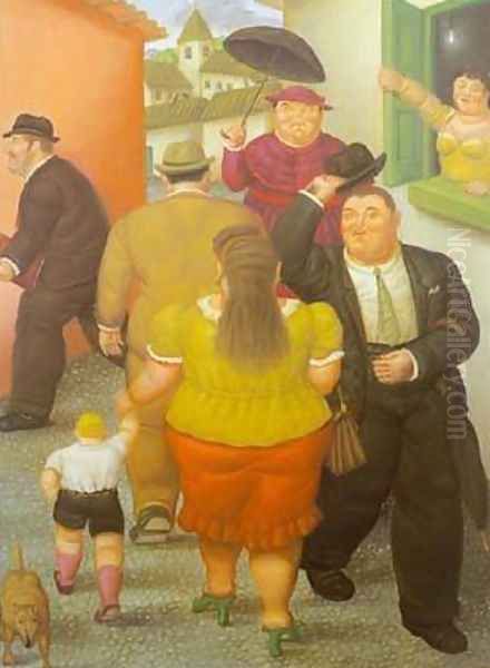 The Street 1995 Oil Painting by Fernando Botero