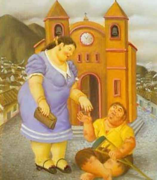 The Charity 1996 Oil Painting by Fernando Botero