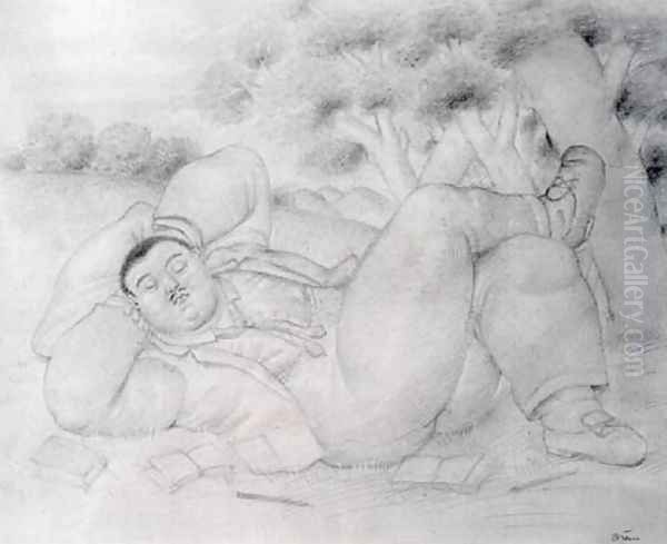 Man Resting Hombre Descansando Oil Painting by Fernando Botero