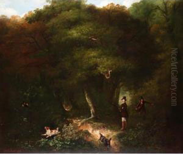 Gentleman Shooting In A Forest Oil Painting by Joseph Thomas Tuite