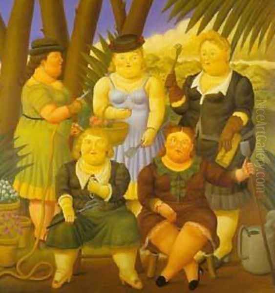 The Gardening Club 1997 Oil Painting by Fernando Botero