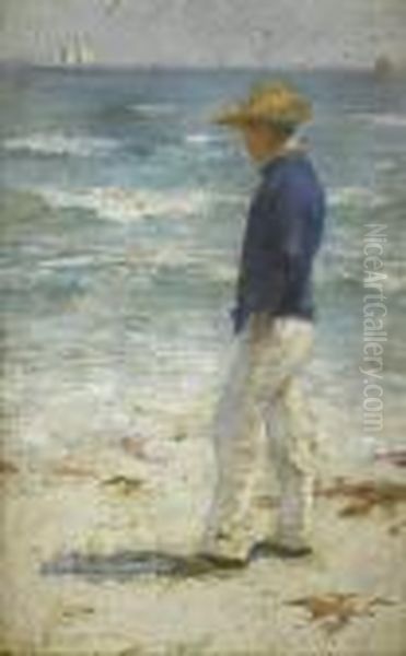 Looking Out To Sea Oil Painting by Henry Scott Tuke