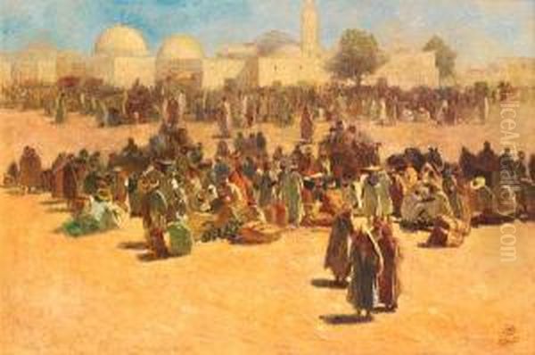 Before The Mosque, Tunisia Oil Painting by Odon Tull