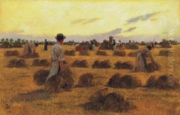 Harvesters Oil Painting by Odon Tull