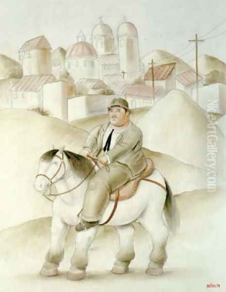 Hombre a cavallo Oil Painting by Fernando Botero