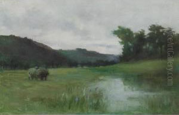 Landscape With Hay Wagon Oil Painting by Sydney Strickland Tully