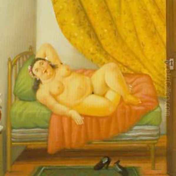 The Bedroom 1990 Oil Painting by Fernando Botero