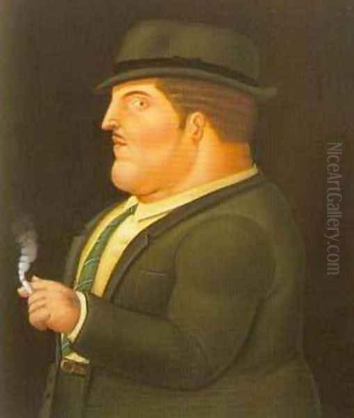 Man Smoking 1995 Oil Painting by Fernando Botero