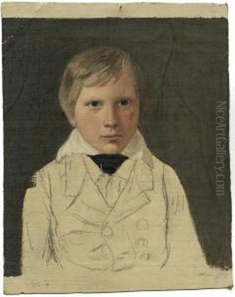 Bildnis Eines Knaben, En Face Oil Painting by Hermann Aug. Theodor Tunica