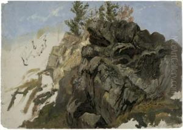 Die Teufelsmauer Im Harz Oil Painting by Hermann Aug. Theodor Tunica