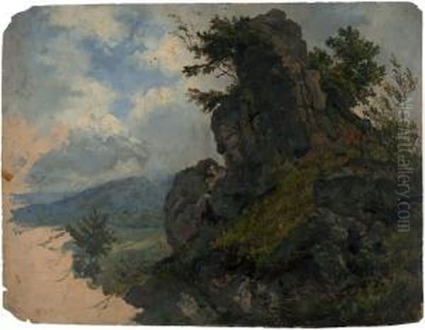 Die Teufelsmauer Im Harz Oil Painting by Hermann Aug. Theodor Tunica