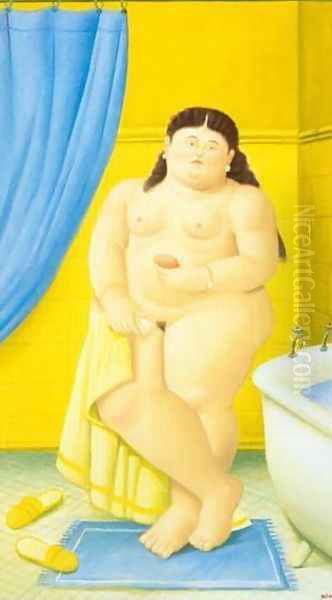 The Bathroom 1999 Oil Painting by Fernando Botero