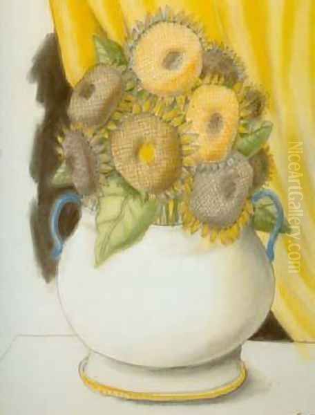 Sunflowers 1995 Oil Painting by Fernando Botero