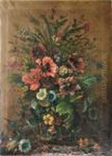 Nature Morte Au Bouquet De Fleurs Oil Painting by M. Tuquit