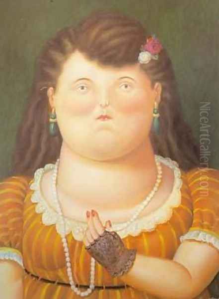 Woman with Pearls 1995 Oil Painting by Fernando Botero